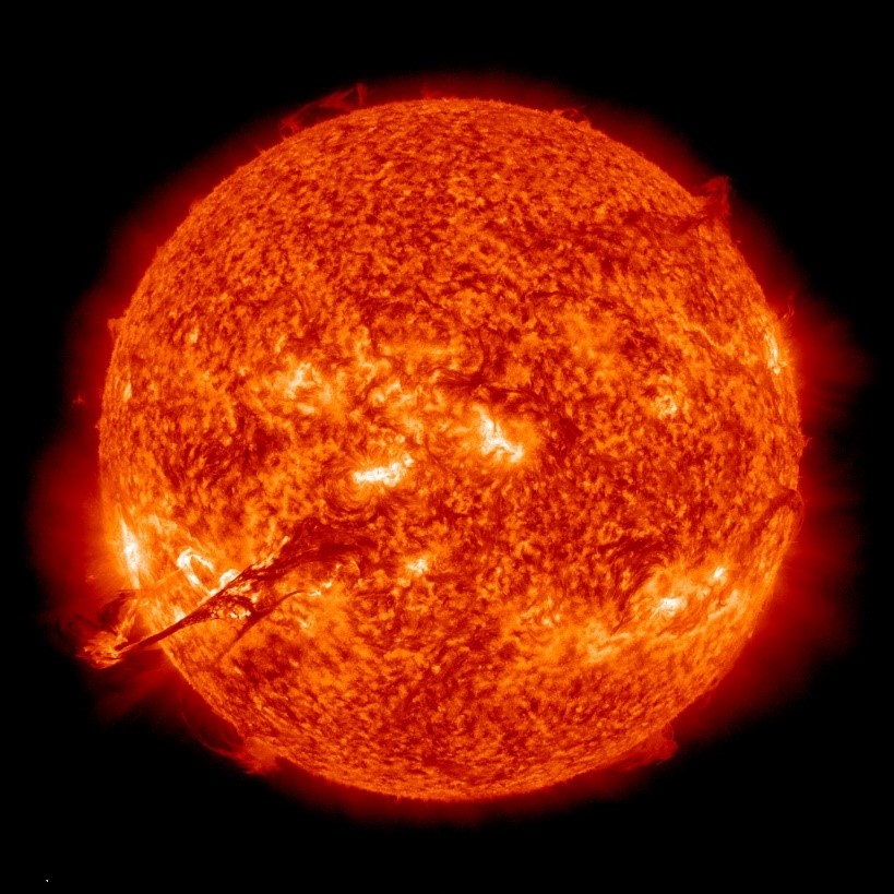 Aufnahme der Sonne während einer Eruption (Quelle: SDO/AIA)